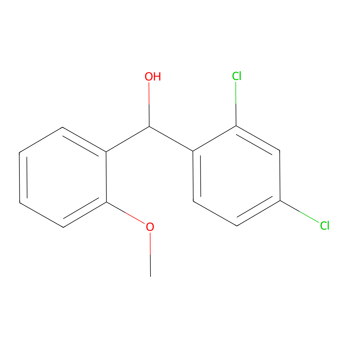 (2,4-Dichlorophenyl)(2-methoxyphenyl)methanol molecular structure, CAS 29334-24-5