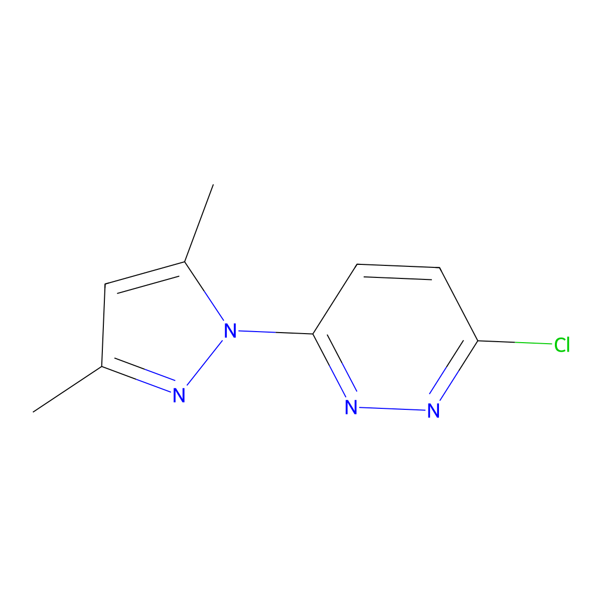 3-Chloro-6-(3,5-dimethylpyrazol-1-yl)pyridazine molecular structure, CAS 29334-67-6
