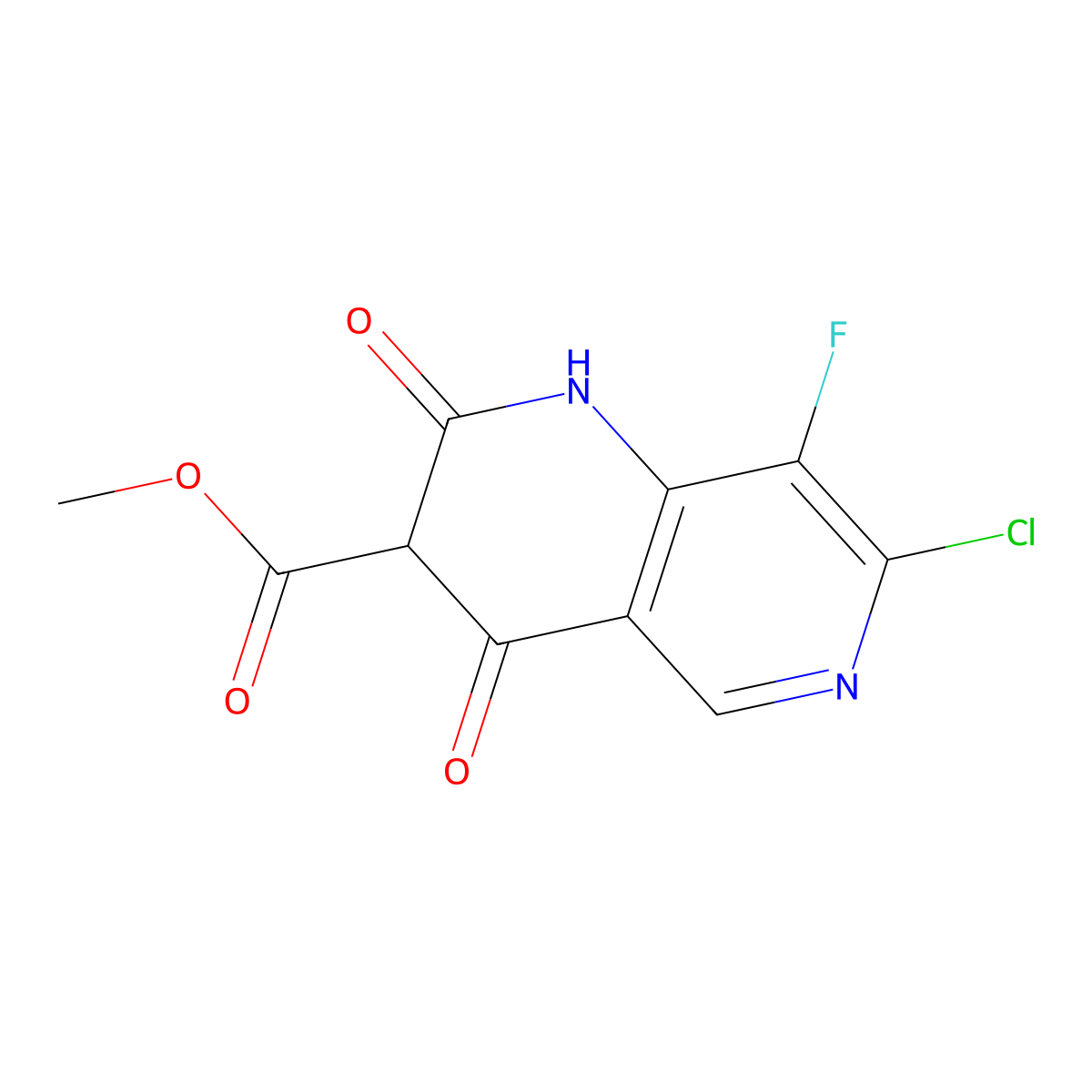 Methyl 7-chloro-8-fluoro-2,4-dioxo-1,2,3,4-tetrahydro-1,6-naphthyridine-3-carboxylate molecular structure, CAS 2933869-15-7