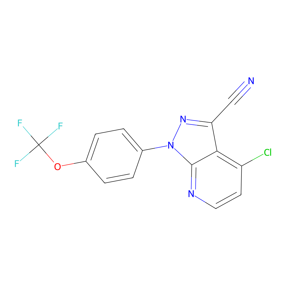 4-Chloro-1-(4-(trifluoromethoxy)phenyl)-1H-pyrazolo[3,4-B]pyridine-3-carbonitrile molecular structure, CAS 2933895-46-4