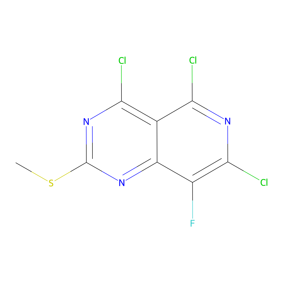 4,5,7-Trichloro-8-fluoro-2-(methylthio)pyrido[4,3-d]pyrimidine molecular structure, CAS 2933936-05-9