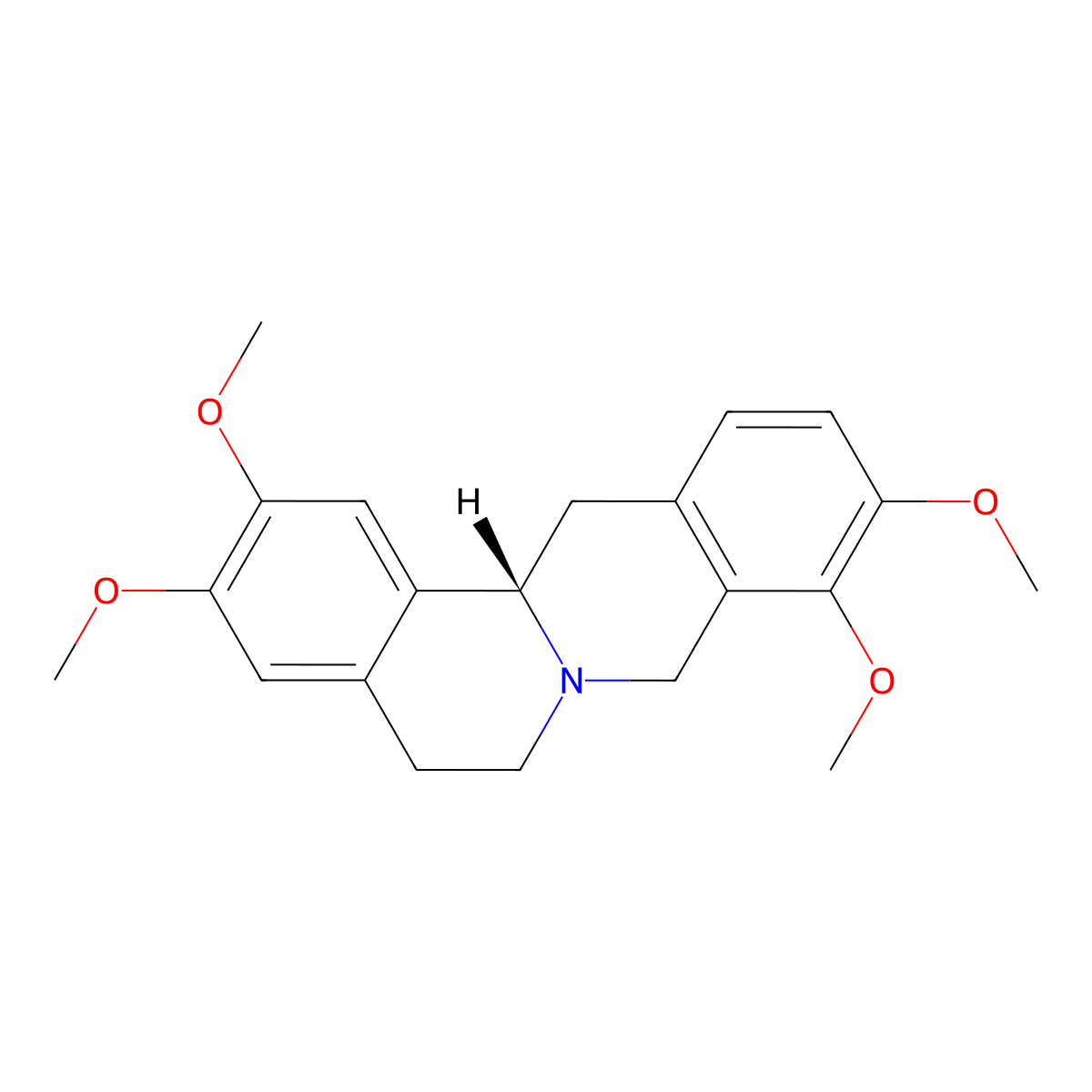 (-)-Tetrahydropalmatine molecular structure, CAS 2934-97-6