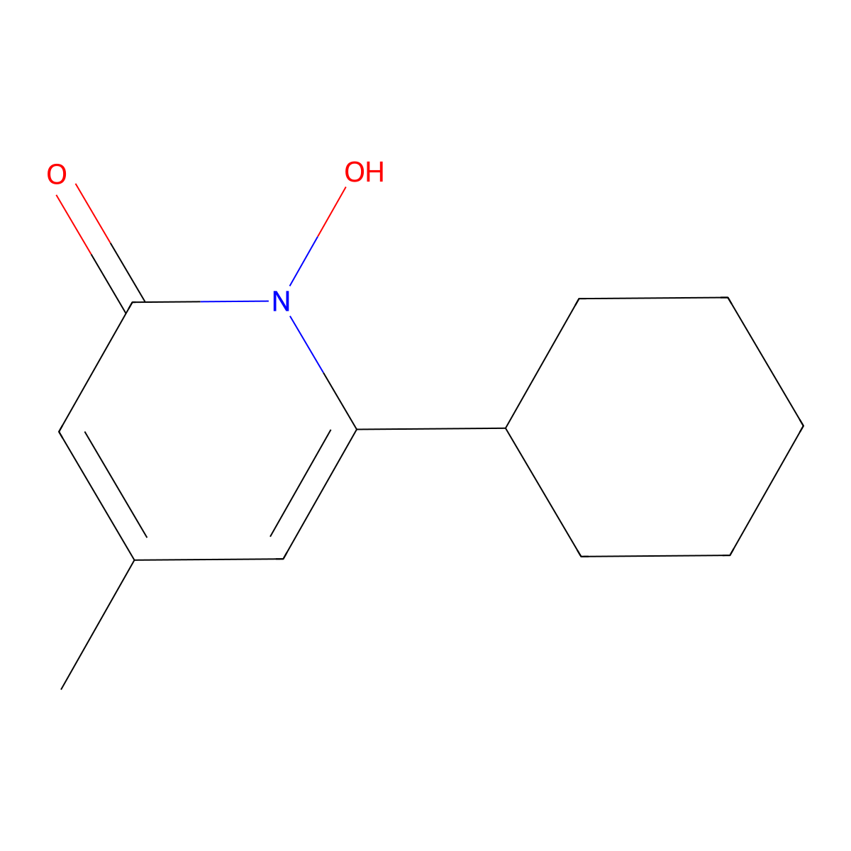 Ciclopirox molecular structure, CAS 29342-05-0