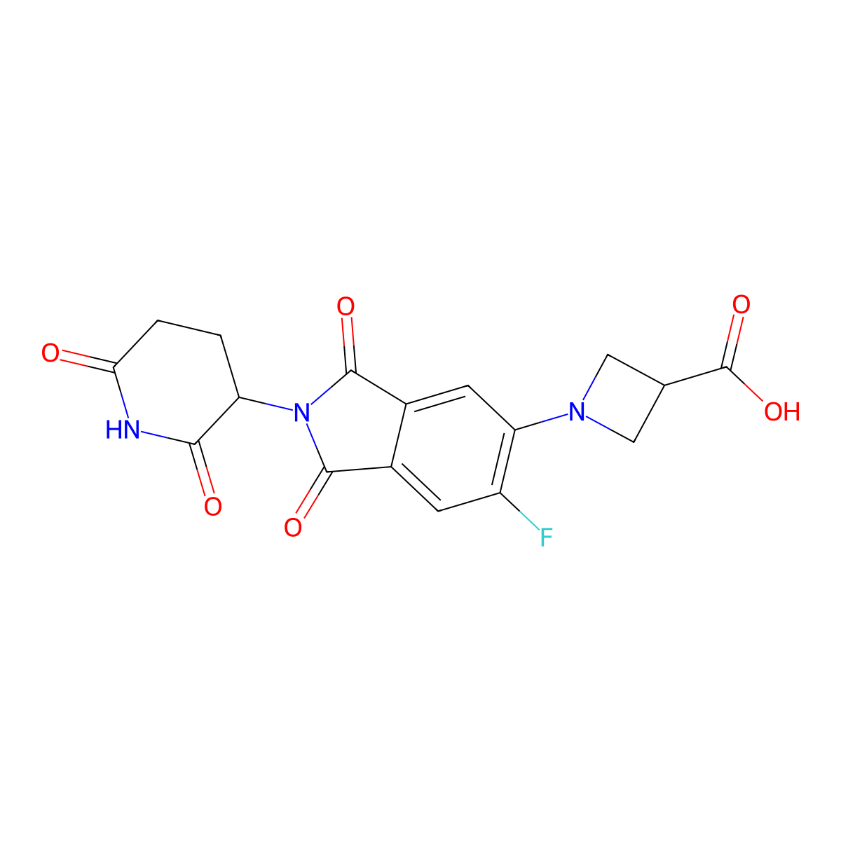 1-(2-(2,6-Dioxopiperidin-3-yl)-6-fluoro-1,3-dioxoisoindolin-5-yl)azetidine-3-carboxylic acid molecular structure, CAS 2934502-69-7