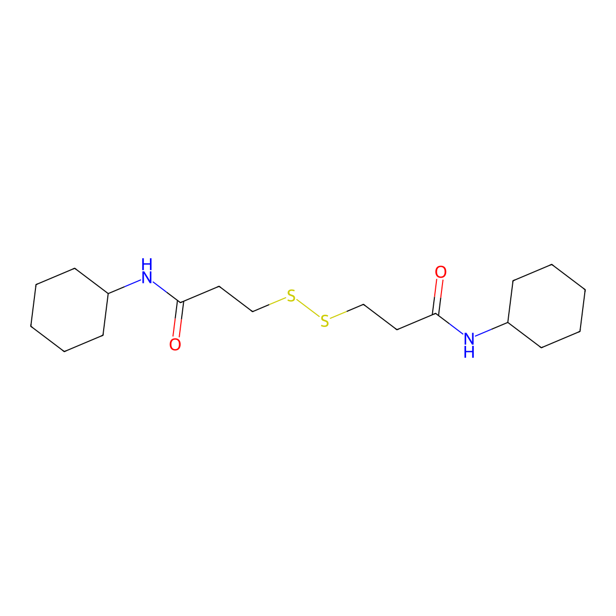 N-Cyclohexyl-3-{[2-(cyclohexylcarbamoyl)-ethyl]disulfanyl}propanamide molecular structure, CAS 2935-88-8