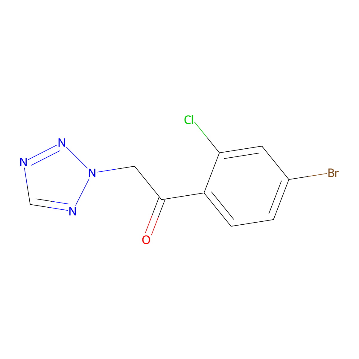 1-(4-Bromo-2-chlorophenyl)-2-(2H-tetrazol-2-yl)ethan-1-one molecular structure, CAS 2935911-10-5