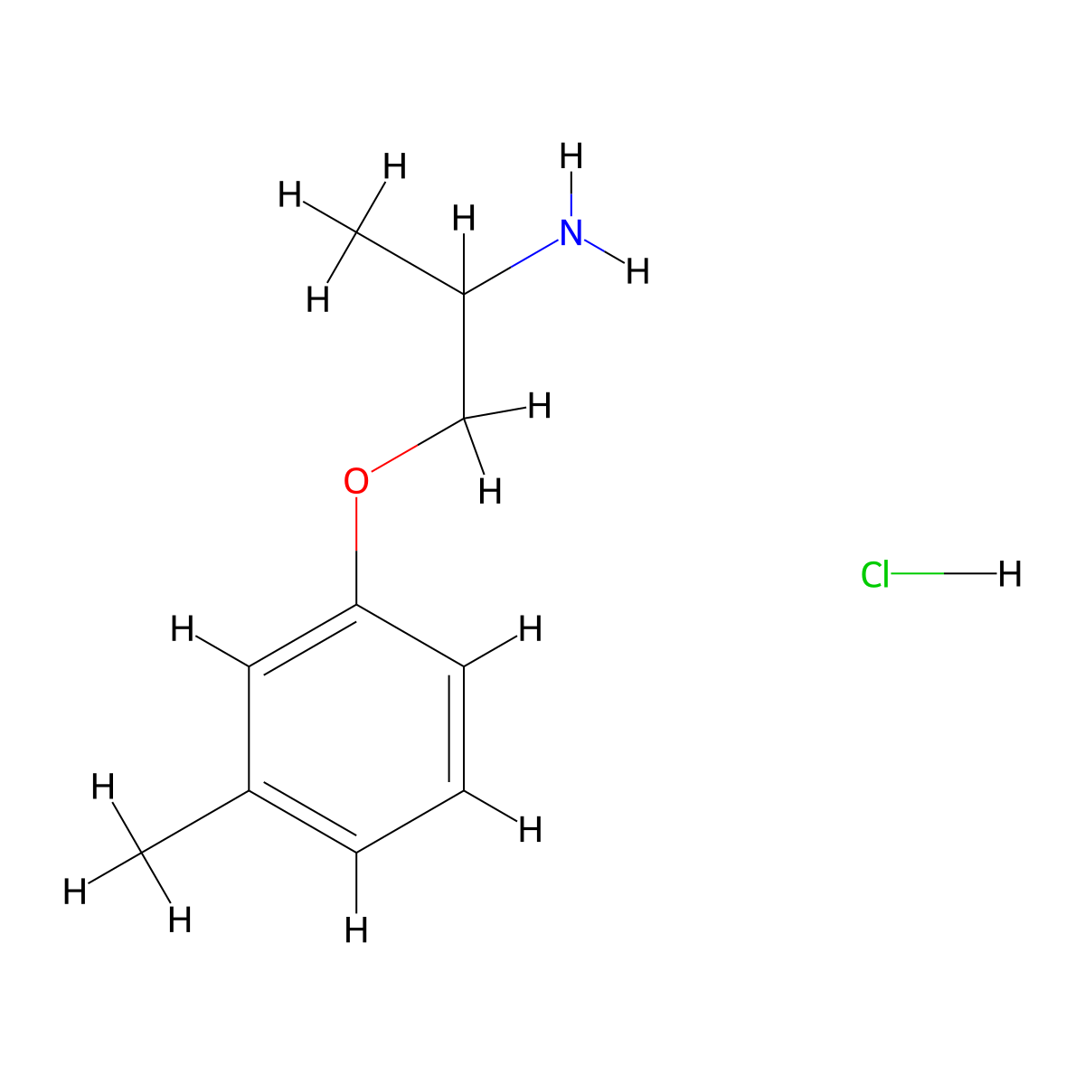 1-(3-Methylphenoxy)propan-2-amine hydrochloride molecular structure, CAS 29361-45-3