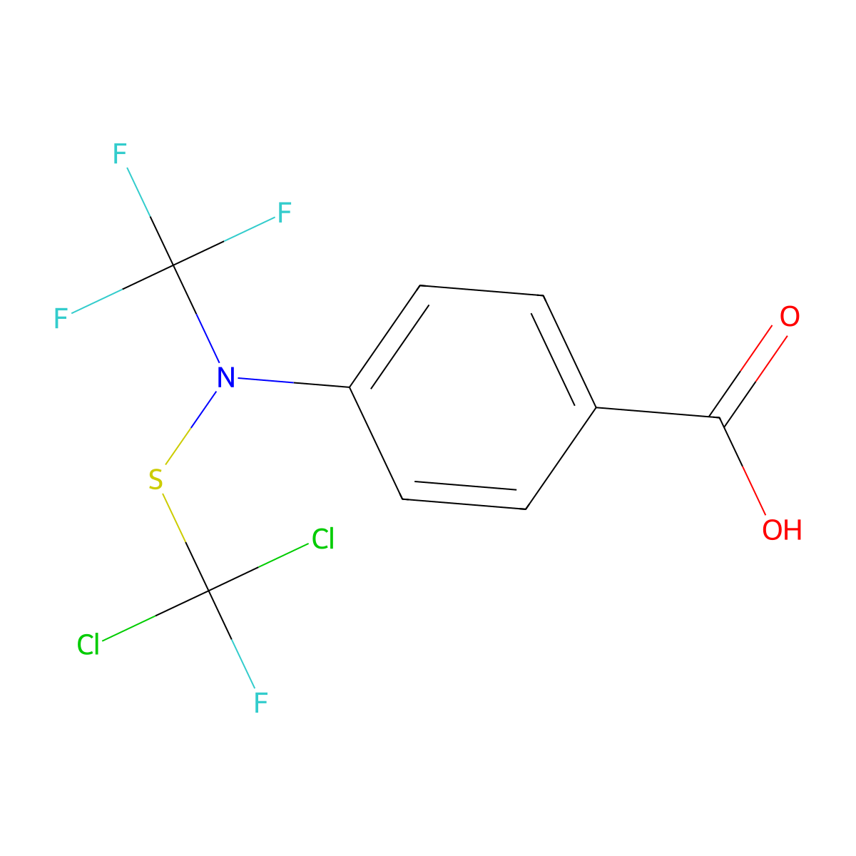 4-(((Dichlorofluoromethyl)thio)(trifluoromethyl)amino)benzoic acid molecular structure, CAS 29363-53-9