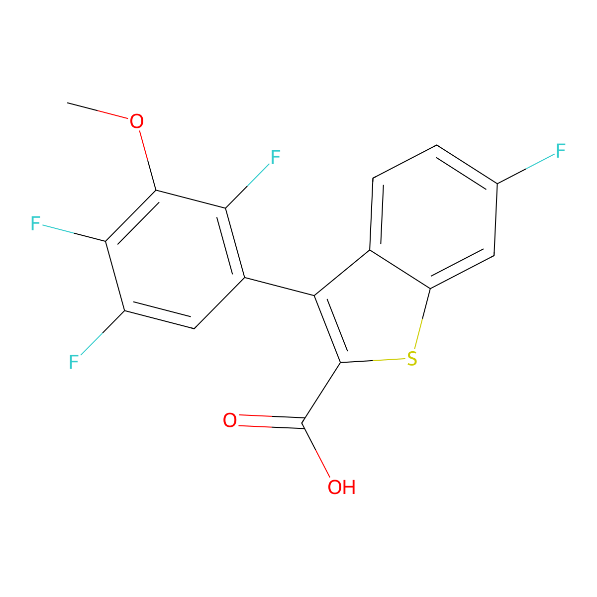6-Fluoro-3-(2,4,5-trifluoro-3-methoxyphenyl)benzo[b]thiophene-2-carboxylic Acid molecular structure, CAS 2936625-34-0