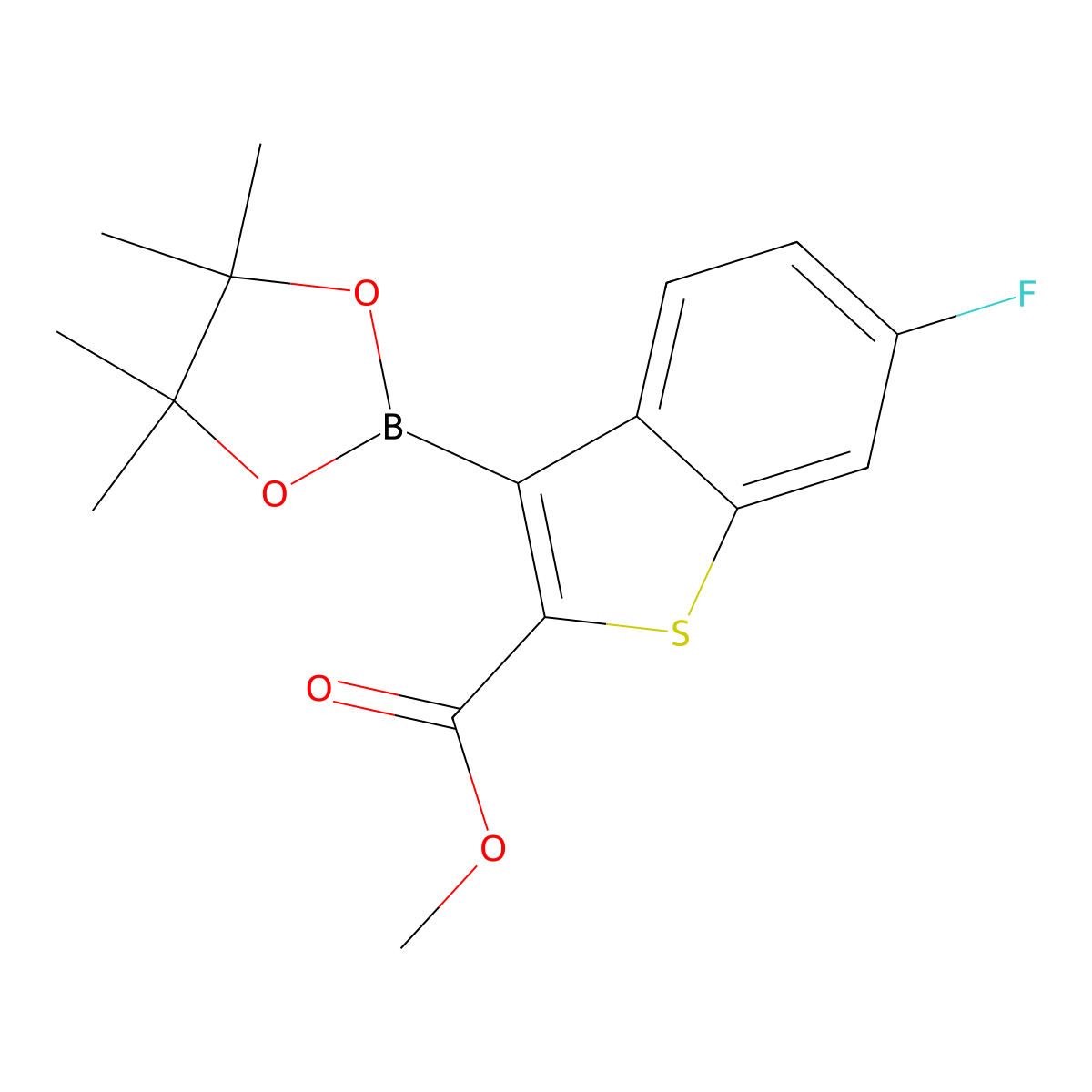 Methyl 6-fluoro-3-(4,4,5,5-tetramethyl-1,3,2-dioxaborolan-2-yl)-1-benzothiophene-2-carboxylate molecular structure, CAS 2936626-94-5