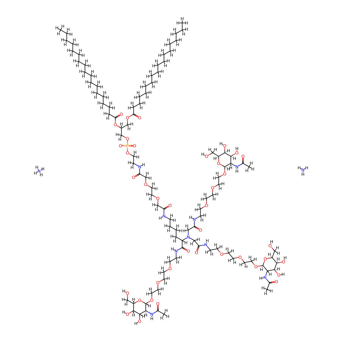DSPE-PEG2000-triGalNAc ammonium molecular structure, CAS 2936651-86-2