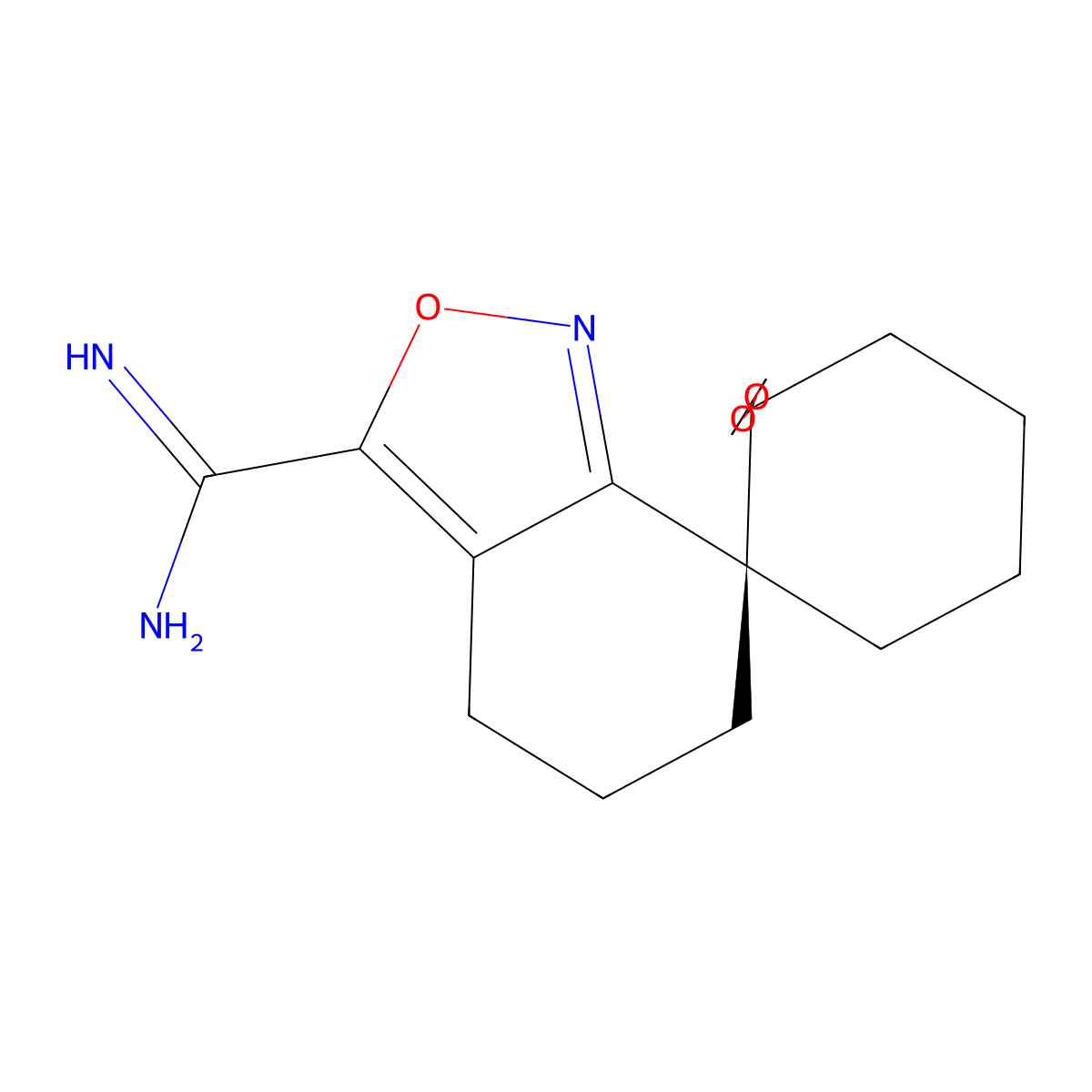 (S)-5,6-Dihydro-4H-dispiro[benzo[C]isoxazole-7,1'-cyclohexane-2',2''-[1,3]dioxolane]-3-carboximidamide molecular structure, CAS 2936672-01-2