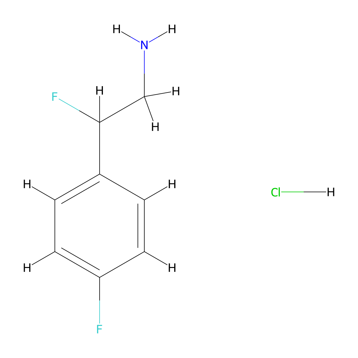 2-Fluoro-2-(4-fluorophenyl)ethan-1-amine hydrochloride molecular structure, CAS 2936999-78-7