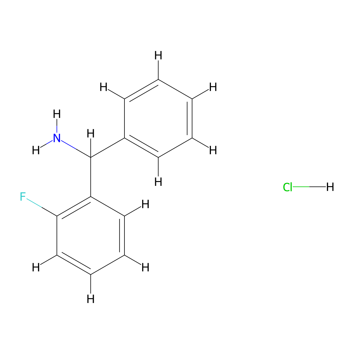 C-(2-Fluoro-phenyl)-C-phenyl-methylamine hydrochloride molecular structure, CAS 293726-41-7