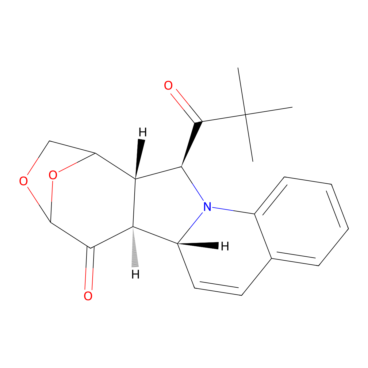 (6aR,6bS,11aS,12S)-12-pivaloyl-6b,8,10,11,11a,12-hexahydro-8,11-epoxyoxepino[4',5':3,4]pyrrolo[1,2-a]quinolin-7(6aH)-one molecular structure, CAS 293728-54-8