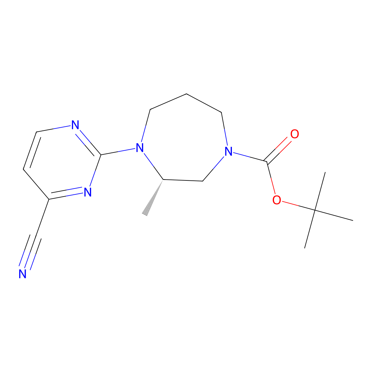 tert-butyl (S)-4-(4-cyanopyrimidin-2-yl)-3-methyl-1,4-diazepane-1-carboxylate molecular structure, CAS 2937328-23-7