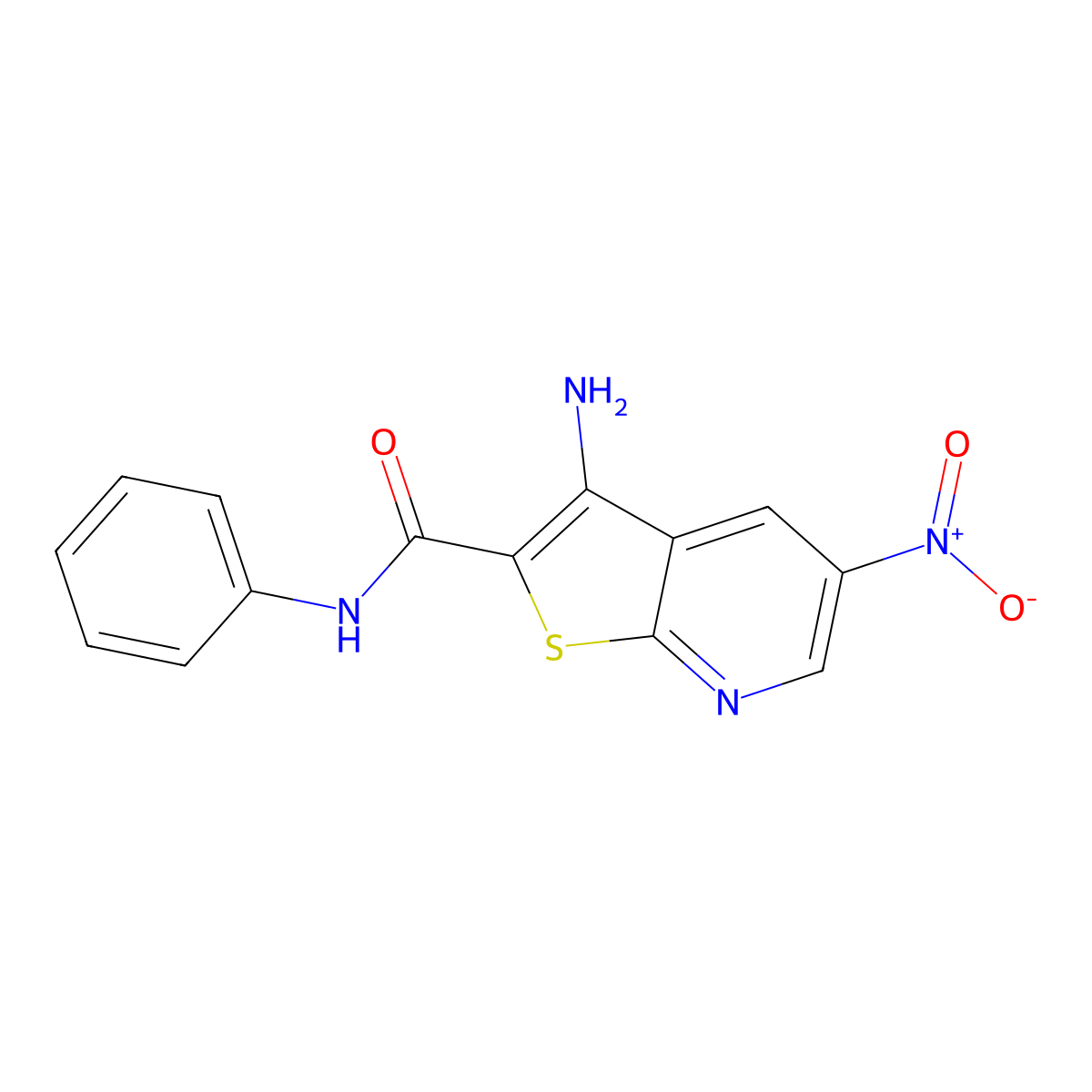 3-amino-5-nitro-N-phenylthieno[2,3-b]pyridine-2-carboxamide molecular structure, CAS 293735-70-3