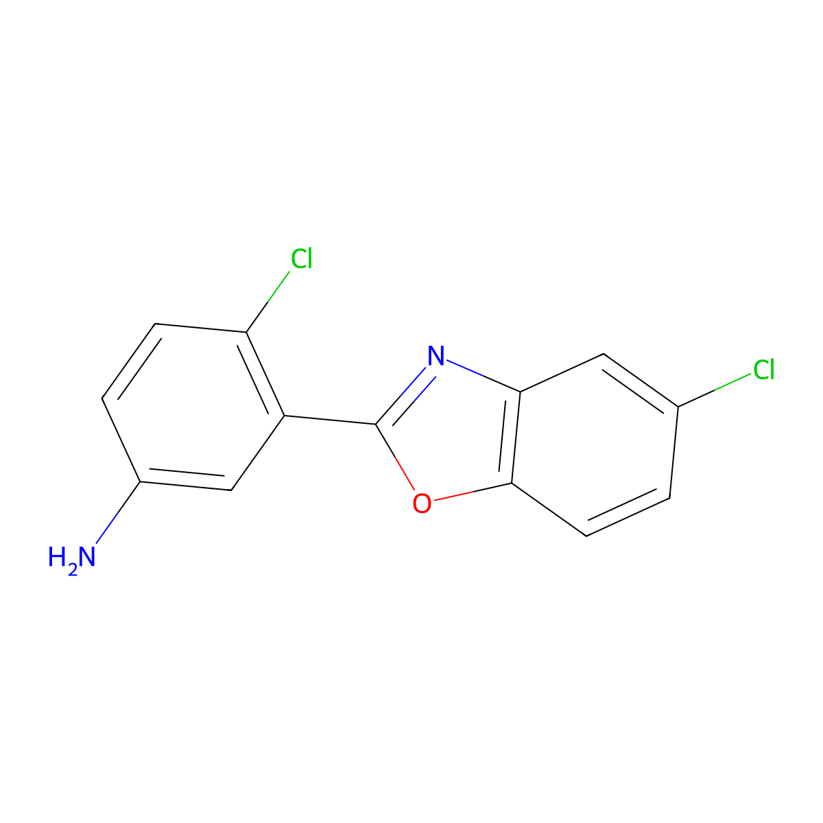 4-Chloro-3-(5-chloro-1,3-benzoxazol-2-yl)aniline molecular structure, CAS 293737-70-9