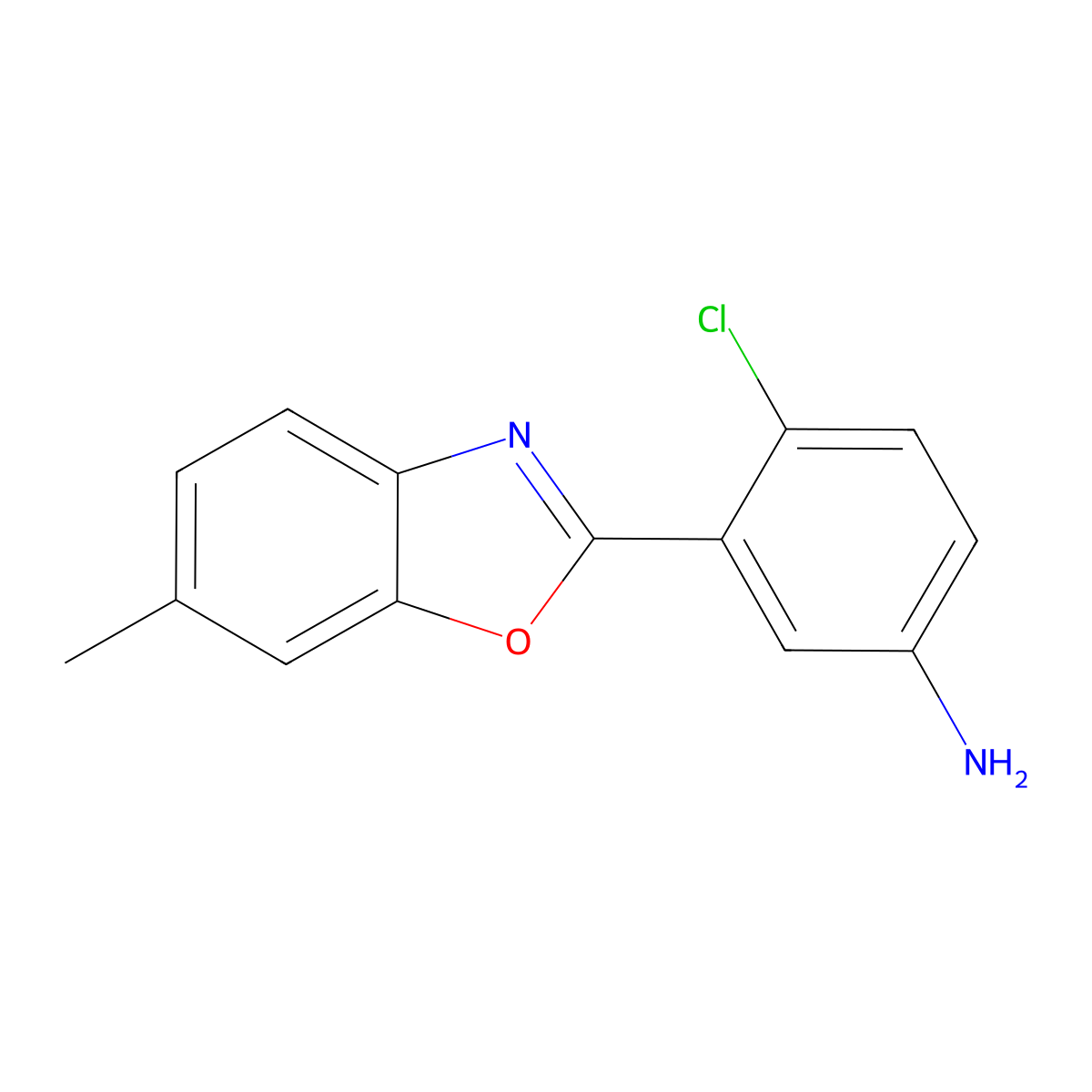 4-Chloro-3-(6-methyl-2-benzoxazolyl)benzenamine molecular structure, CAS 293737-71-0
