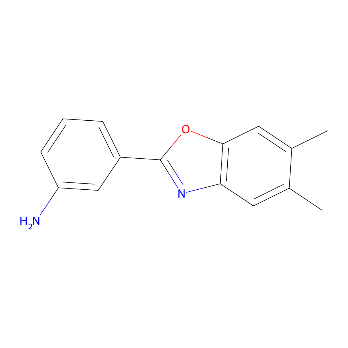 3-(5,6-Dimethyl-2-benzoxazolyl)benzenamine molecular structure, CAS 293737-73-2