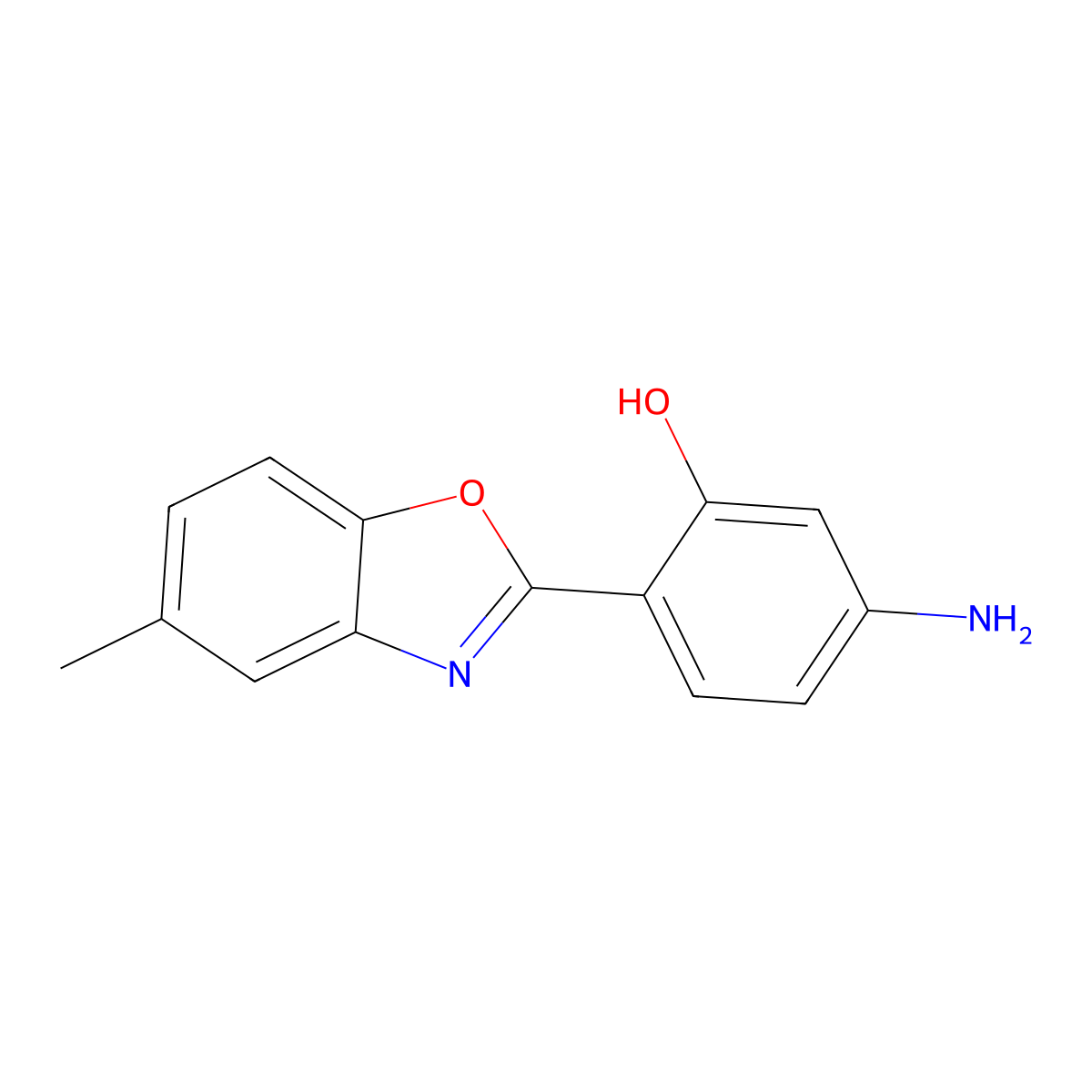 5-Amino-2-(5-methyl-benzooxazol-2-yl)-phenol molecular structure, CAS 293737-91-4