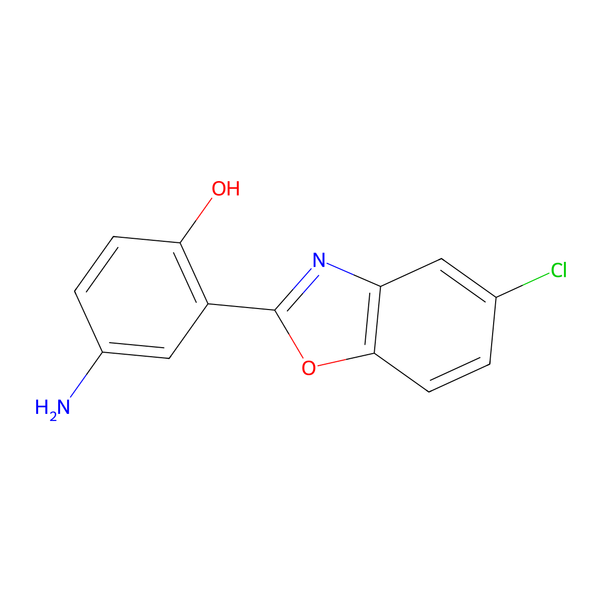 4-Amino-2-(5-chloro-1,3-benzoxazol-2-YL)phenol molecular structure, CAS 293737-93-6
