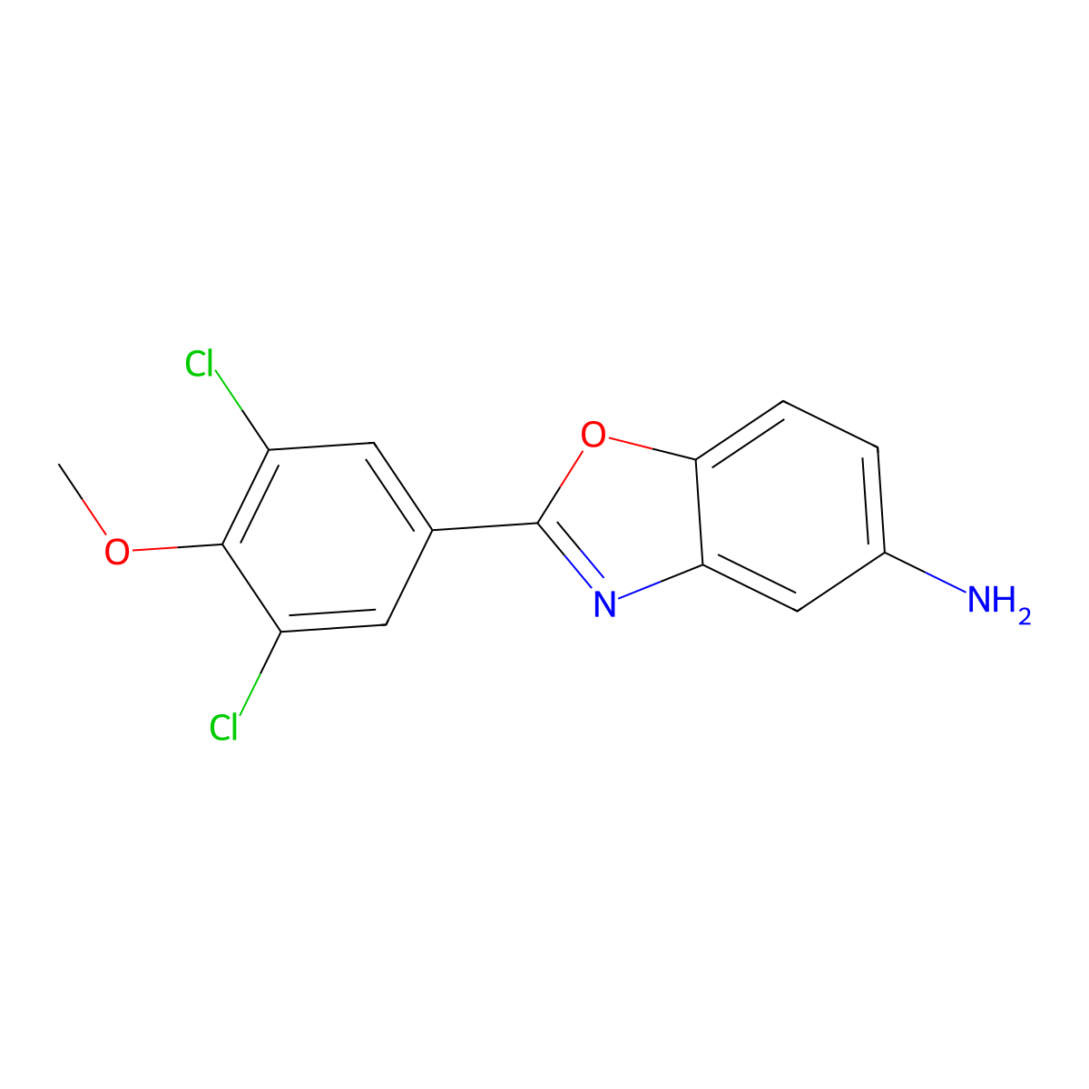 2-(3,5-Dichloro-4-methoxyphenyl)-1,3-benzoxazol-5-amine molecular structure, CAS 293738-00-8