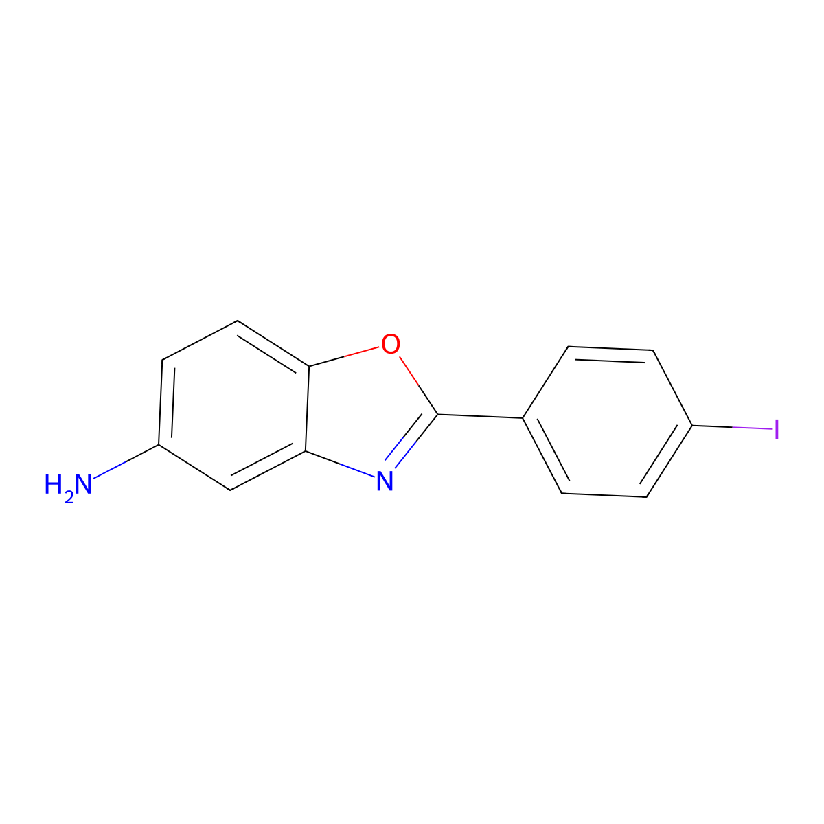 2-(4-Iodophenyl)-1,3-benzoxazol-5-amine molecular structure, CAS 293738-19-9
