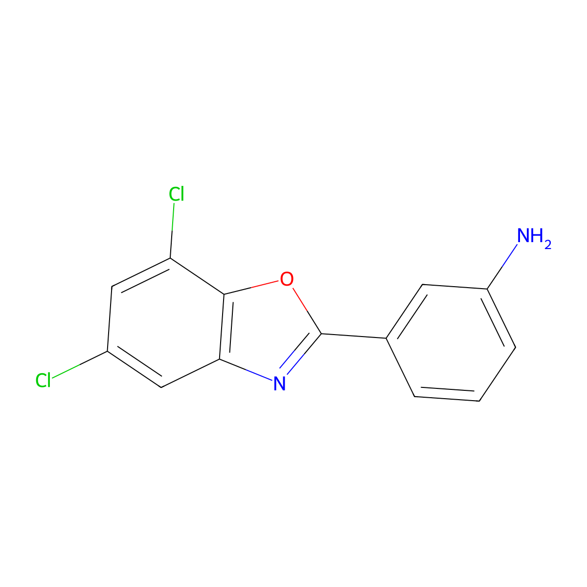 3-(5,7-Dichloro-1,3-benzoxazol-2-yl)aniline molecular structure, CAS 293738-22-4