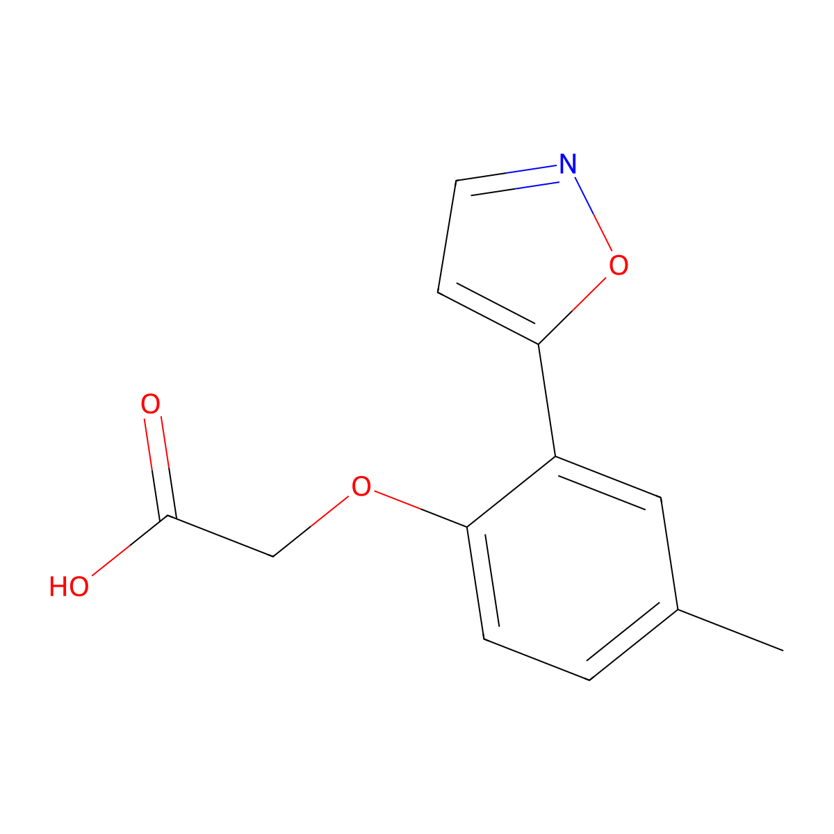 2-(2-Isoxazol-5-yl-4-methylphenoxy)acetic acid molecular structure, CAS 293740-36-0