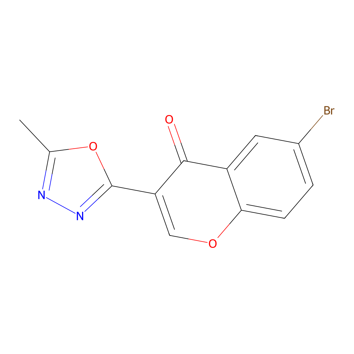 6-Bromo-3-(5-methyl-1,3,4-oxadiazol-2-yl)-4H-chromen-4-one molecular structure, CAS 293740-63-3