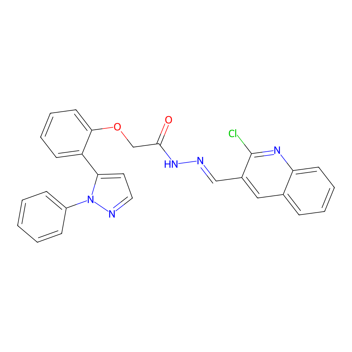 2-[2-(1-Phenyl-1H-pyrazol-5-yl)phenoxy]acetic acid 2-[(2-chloro-3-quinolinyl)methylene]hydrazide molecular structure, CAS 293740-67-7