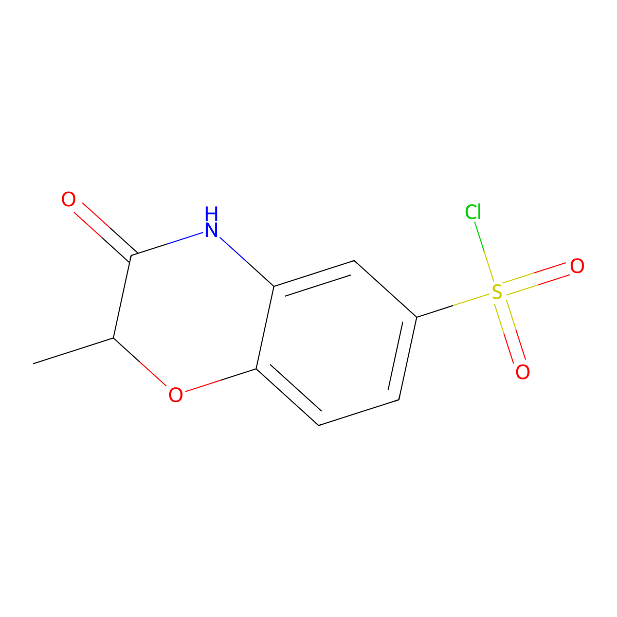 2-Methyl-3-oxo-3,4-dihydro-2H-benzo[1,4]oxazine-6-sulfonyl chloride molecular structure, CAS 293741-60-3