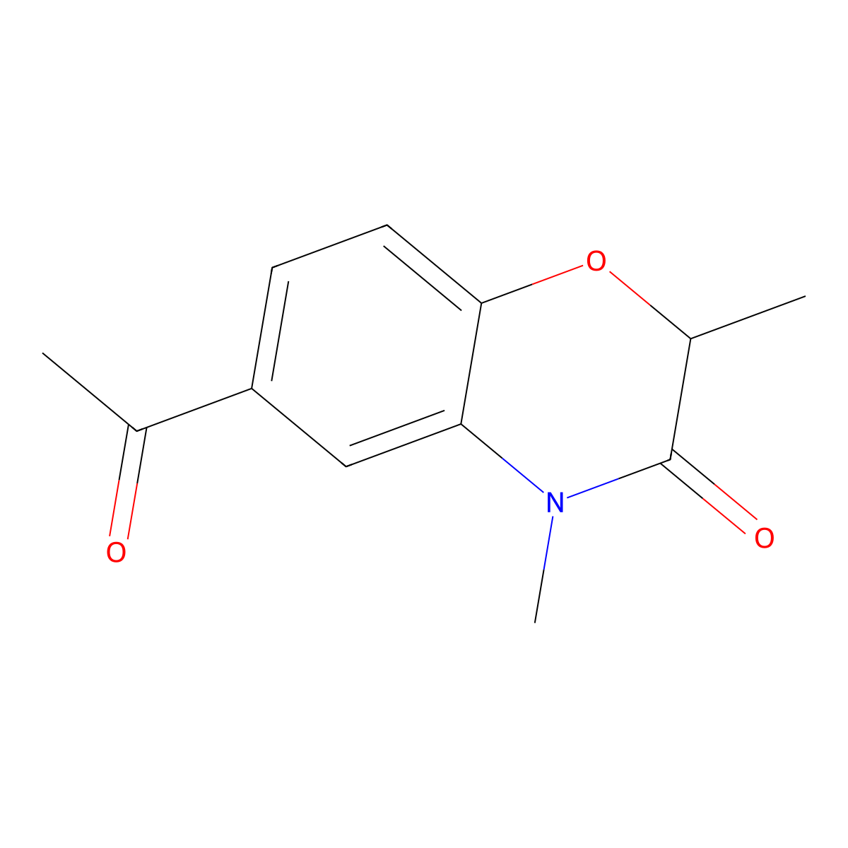 6-Acetyl-2,4-dimethyl-2H-1,4-benzoxazin-3(4H)-one molecular structure, CAS 293741-62-5