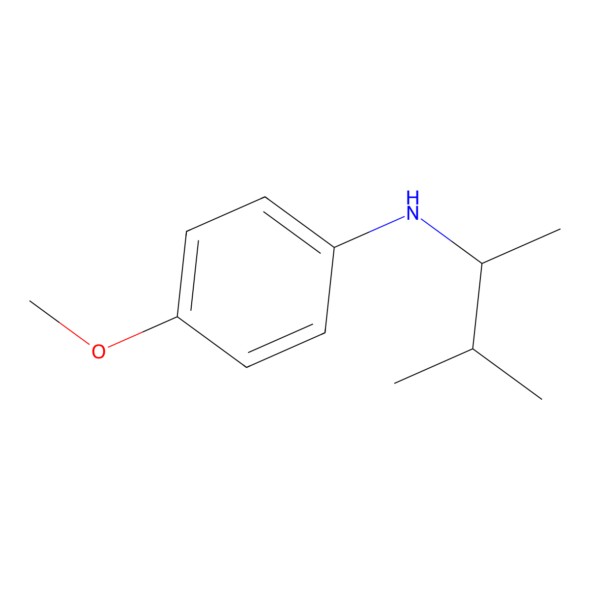 Benzenamine, N-(1,2-dimethylpropyl)-4-methoxy- molecular structure, CAS 293743-26-7