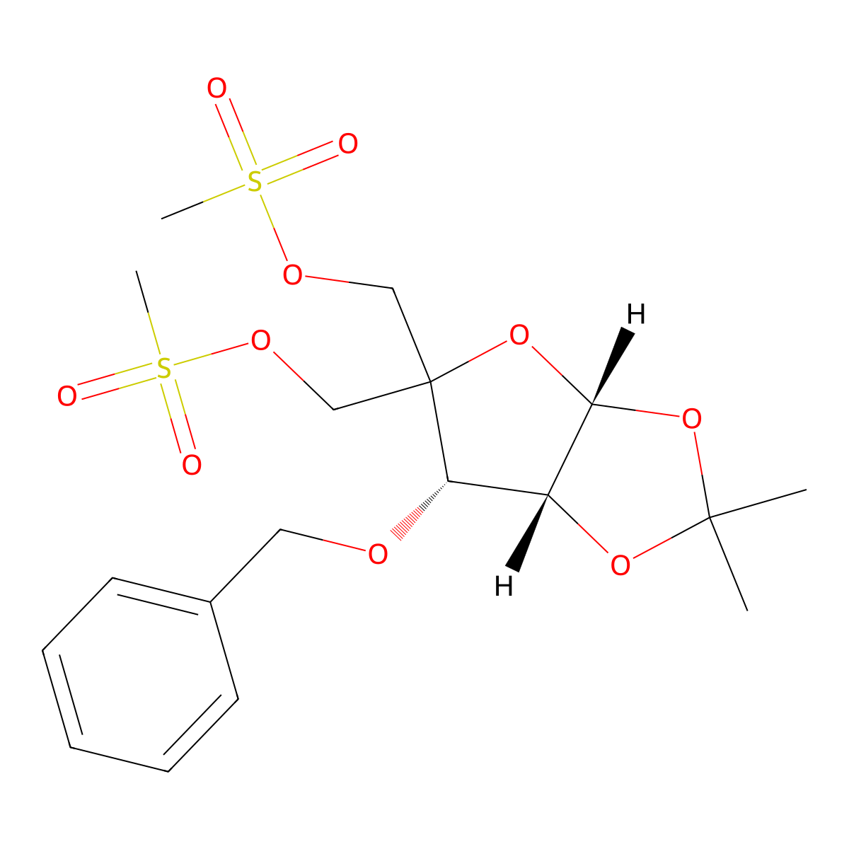 3-O-Benzyl 4-C-(methanesulfonyloxymethyl)-5-O-methanesulfonyl-1,2-O-isopropylidene-A-D-ribofuranose molecular structure, CAS 293751-01-6