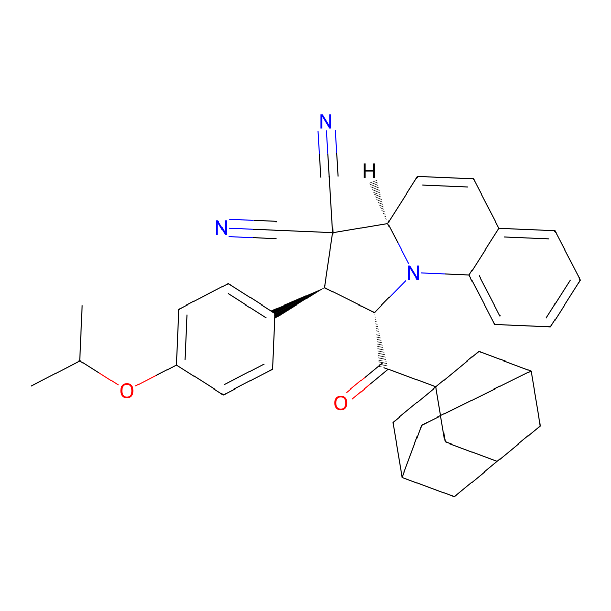 1-(1-adamantylcarbonyl)-2-(4-isopropoxyphenyl)-1,2-dihydropyrrolo[1,2-a]quinoline-3,3(3aH)-dicarbonitrile molecular structure, CAS 293751-86-7
