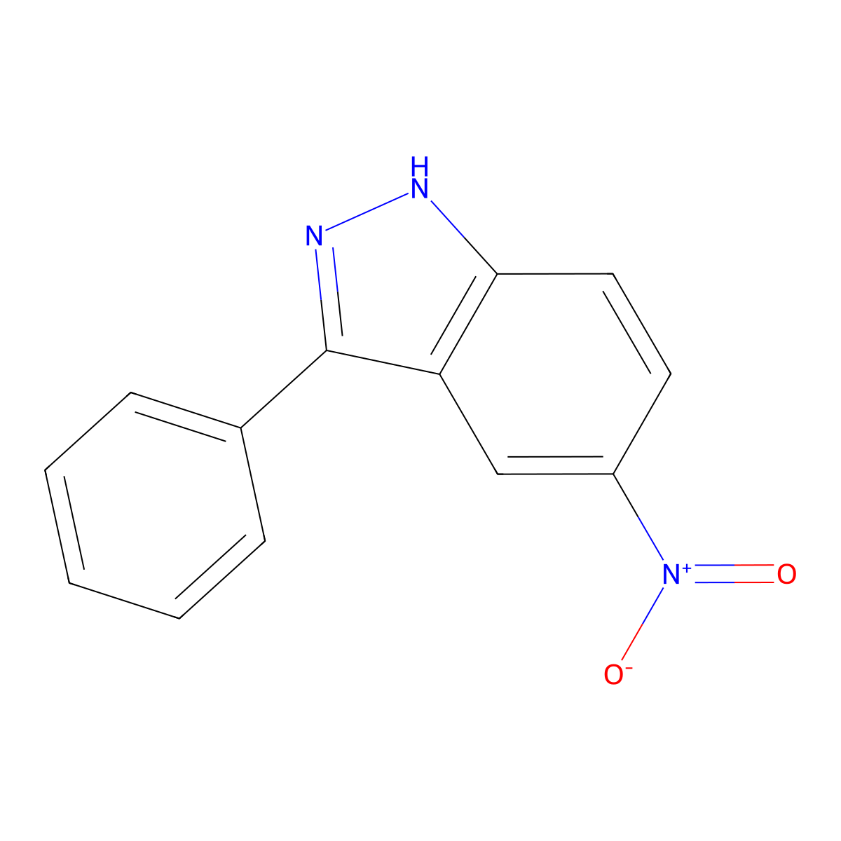 5-Nitro-3-phenyl-1H-indazole molecular structure, CAS 293758-67-5