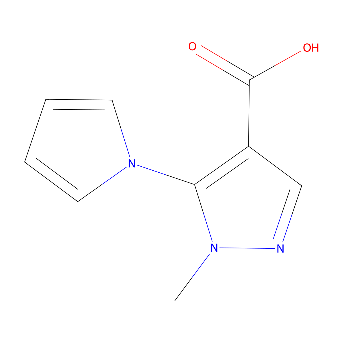 1-methyl-5-(1H-pyrrol-1-yl)-1H-pyrazole-4-carboxylic acid molecular structure, CAS 293758-83-5