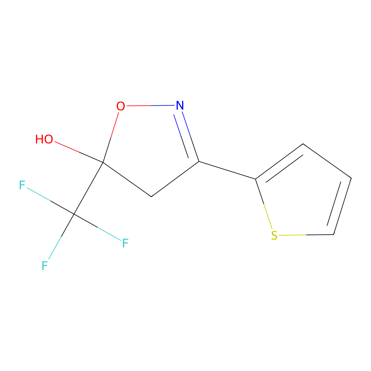 3-(2-Thienyl)-5-(trifluoromethyl)-4,5-dihydroisoxazol-5-ol molecular structure, CAS 293759-12-3