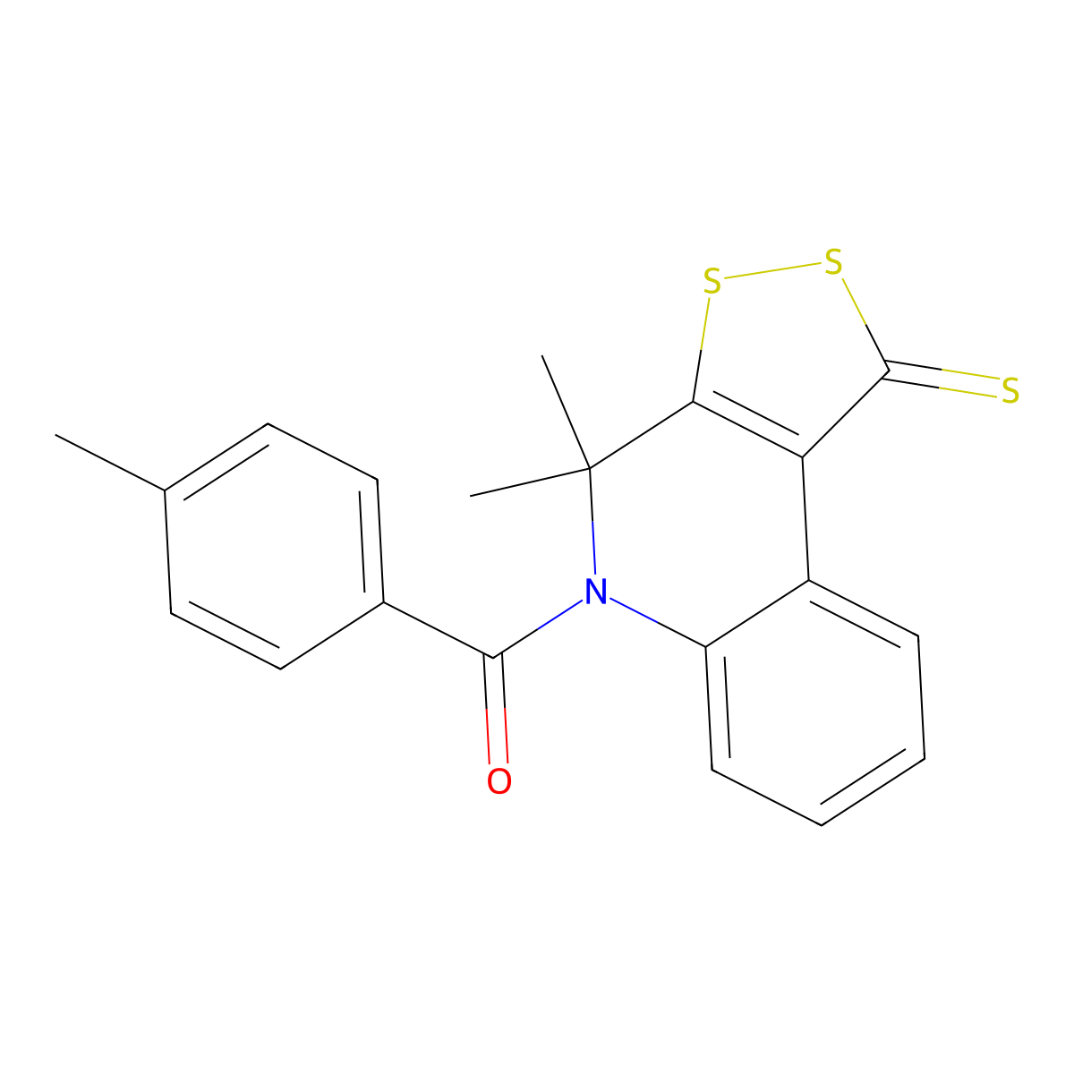 4,4-dimethyl-5-(4-methylbenzoyl)-4,5-dihydro-1H-[1,2]dithiolo[3,4-c]quinoline-1-thione molecular structure, CAS 293760-16-4