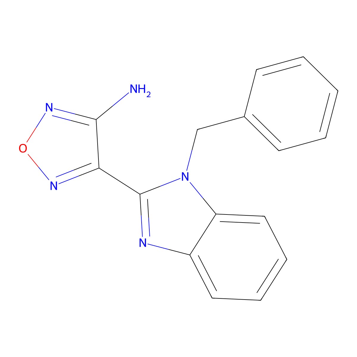 4-(1-(Phenylmethyl)-1H-benzimidazol-2-yl)-1,2,5-oxadiazol-3-amine molecular structure, CAS 293760-30-2