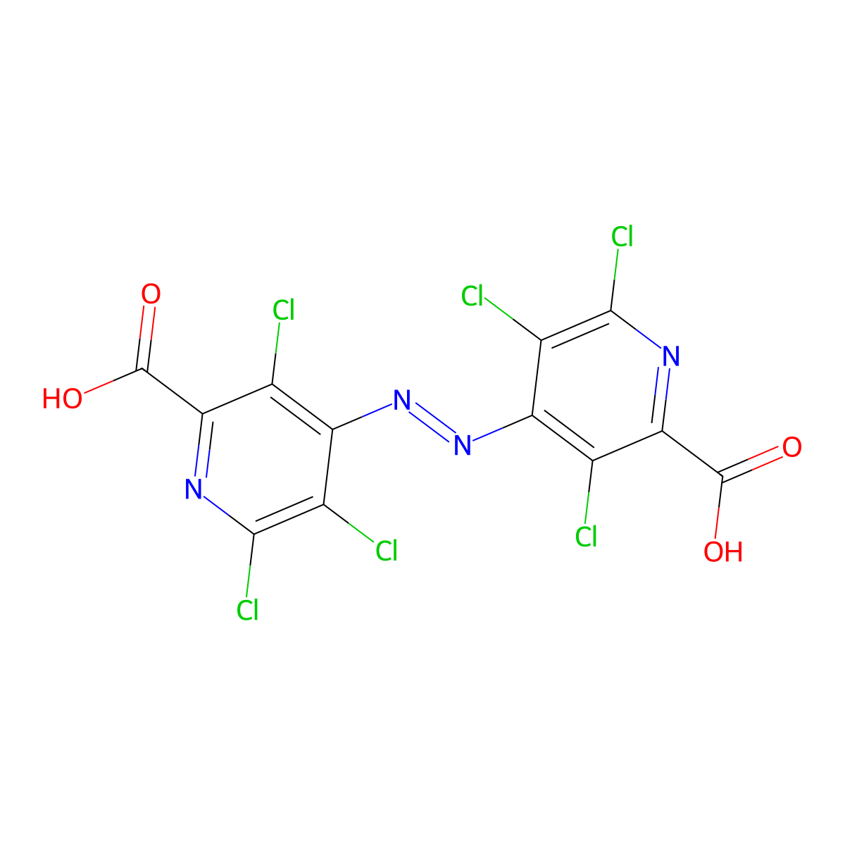(E)-4,4'-(diazene-1,2-diyl)bis(3,5,6-trichloropicolinic acid) molecular structure, CAS 293761-08-7