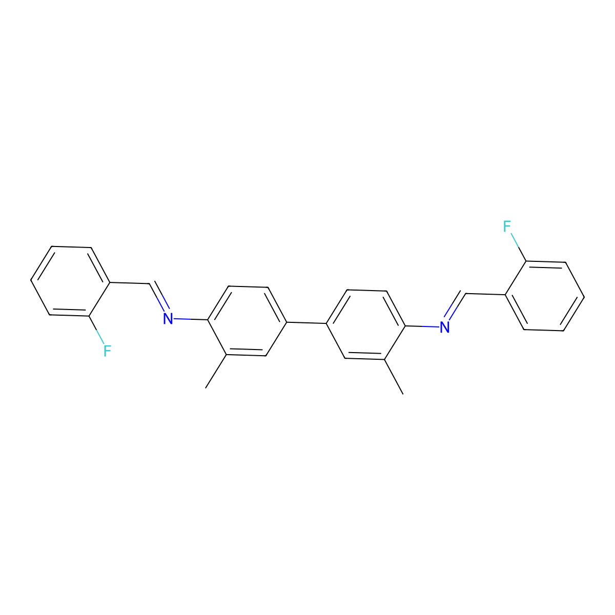 N,N'-bis[(E)-(2-fluorophenyl)methylidene]-3,3'-dimethylbiphenyl-4,4'-diamine molecular structure, CAS 293761-37-2