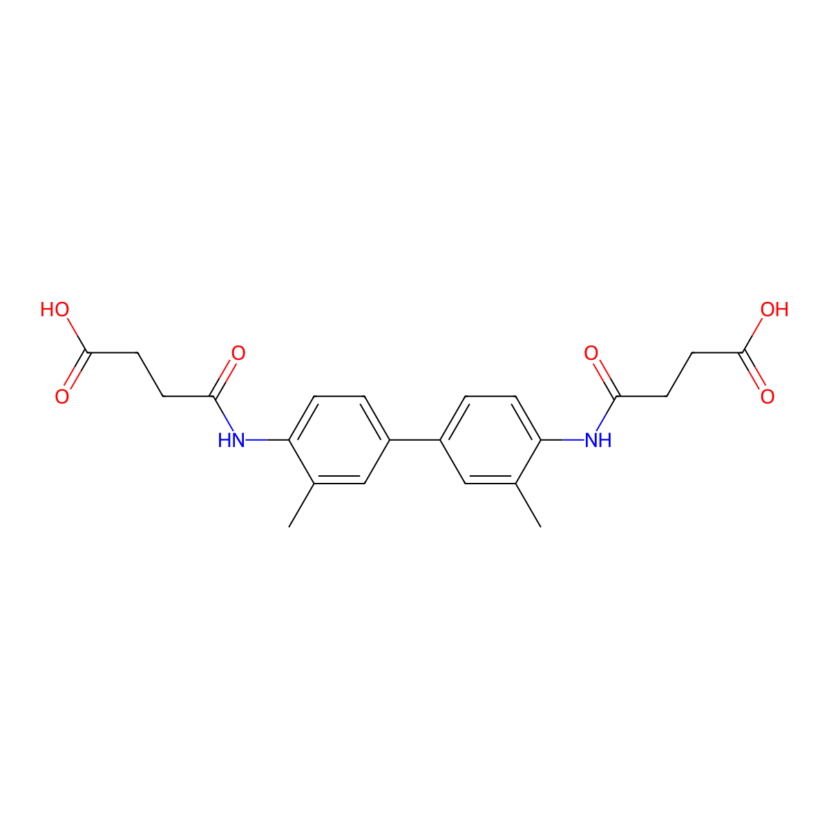 4-({4'-[(3-Carboxypropanoyl)amino]-3,3'-dimethyl[1,1'-biphenyl]-4-yl}amino)-4-oxobutanoic acid molecular structure, CAS 293761-41-8