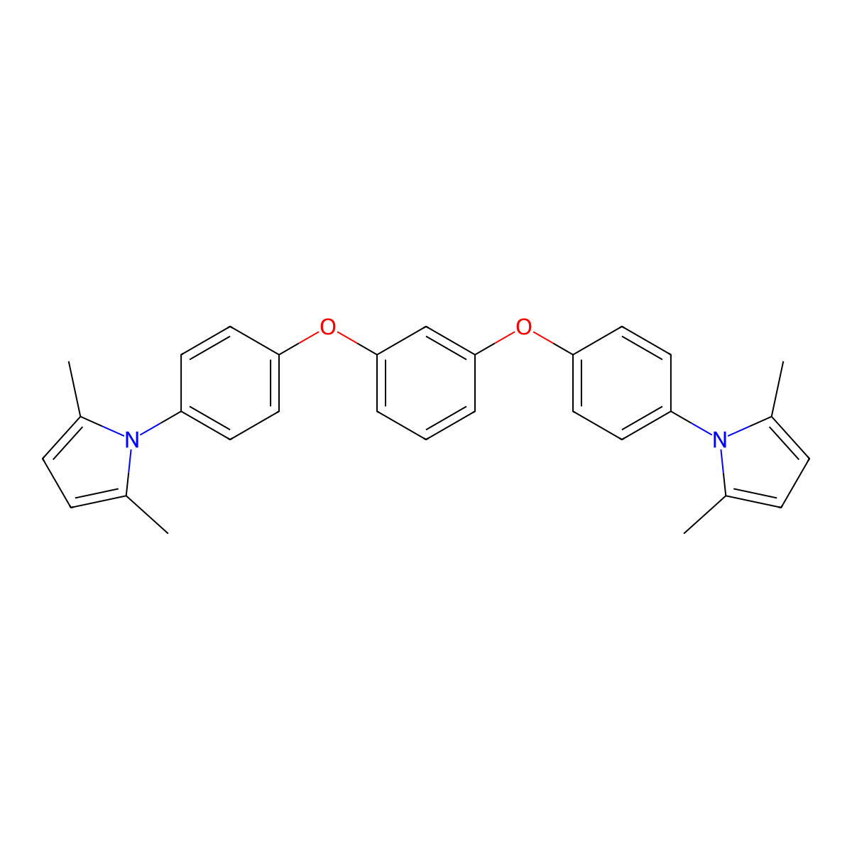 1-(4-{3-[4-(2,5-dimethyl-1H-pyrrol-1-yl)phenoxy]phenoxy}phenyl)-2,5-dimethyl-1H-pyrrole molecular structure, CAS 293762-23-9
