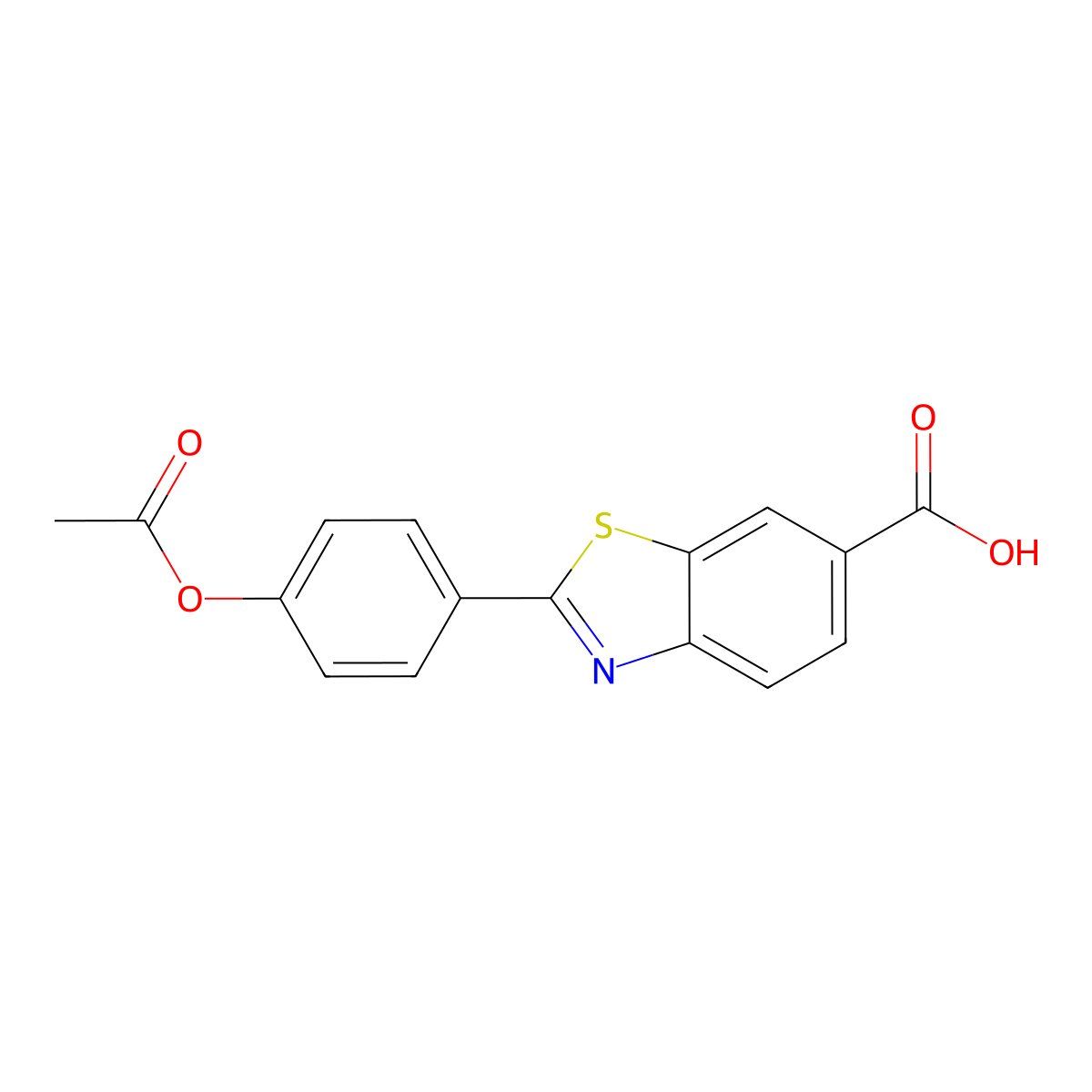 2-(4-Acetoxyphenyl)benzo[d]thiazole-6-carboxylic acid molecular structure, CAS 293762-52-4