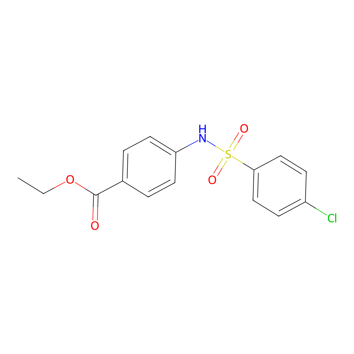 Ethyl 4-{[(4-chlorophenyl)sulfonyl]amino}benzoate molecular structure, CAS 293763-00-5