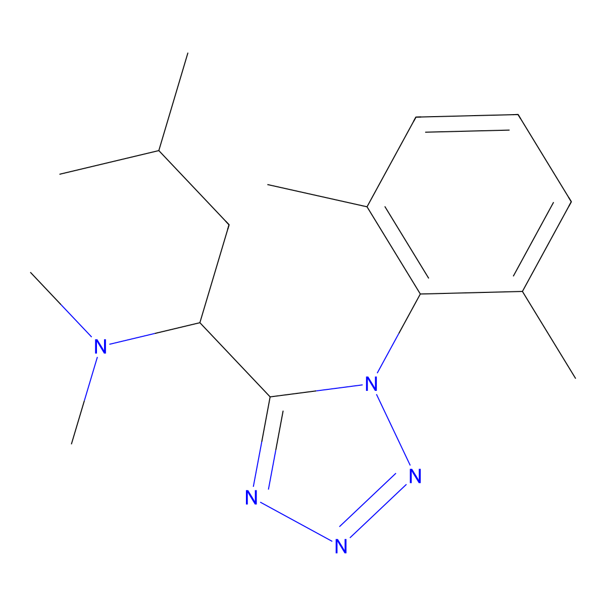 1-[1-(2,6-dimethylphenyl)tetrazol-5-yl]-N,N,3-trimethylbutan-1-amine molecular structure, CAS 293763-11-8