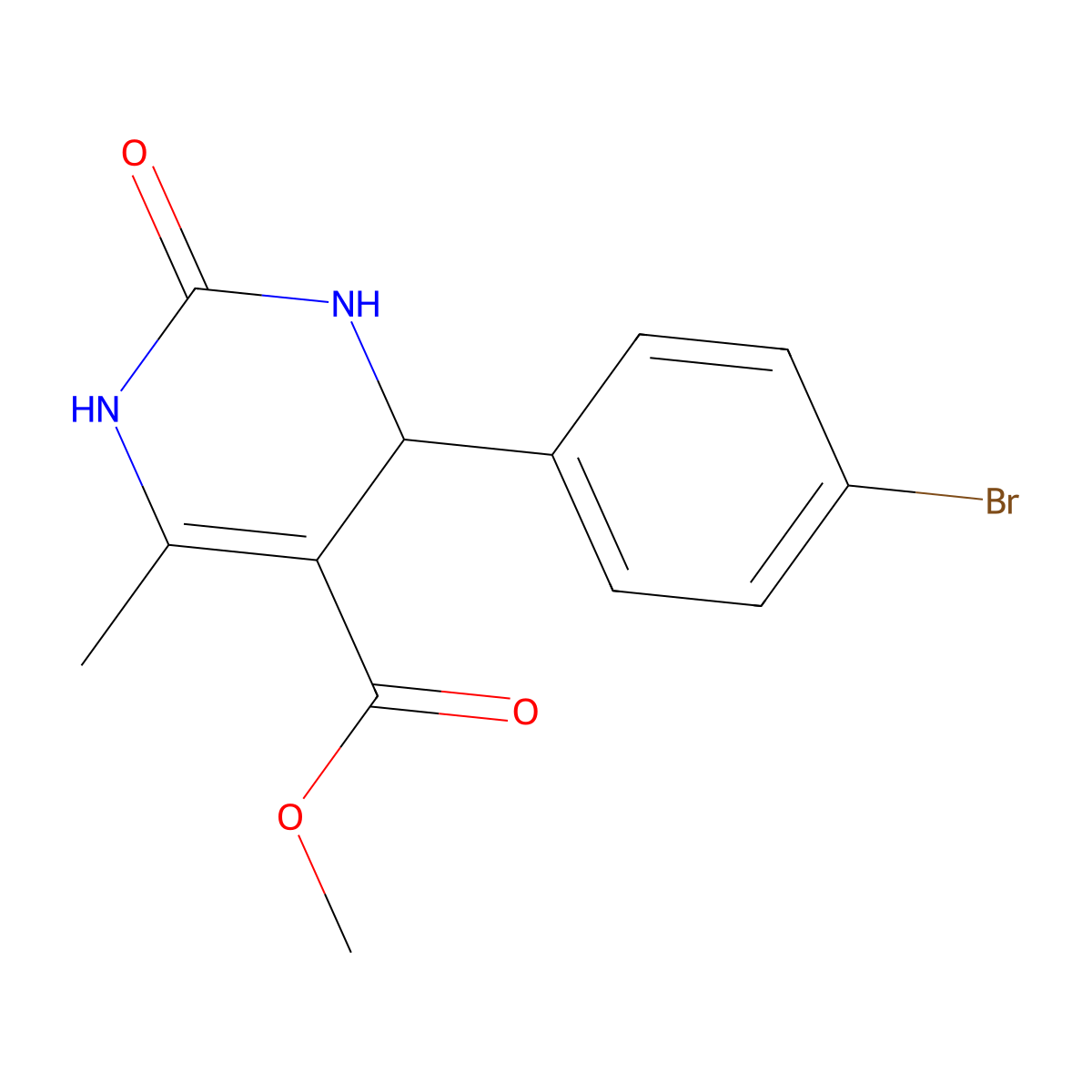 Methyl 4-(4-bromophenyl)-6-methyl-2-oxo-1,2,3,4-tetrahydropyrimidine-5-carboxylate molecular structure, CAS 293763-14-1